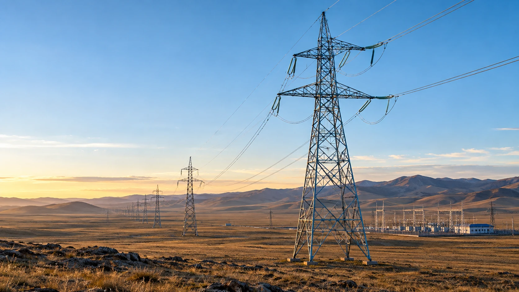 AI illustration of power transmission lines